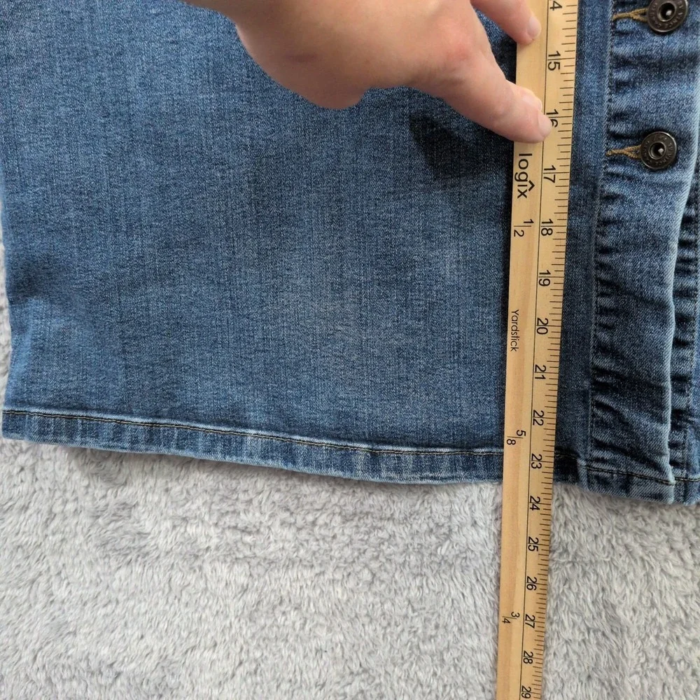 Two By Vince Camuto Denim Skirt Women's 24W Medium Wash Button Front Knee Length